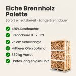 Palette kammergetrocknetes gespalten Eiche Brennholz 25cm – Bild 3