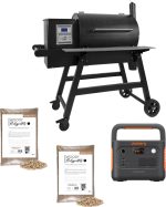Moesta Pelletgrill Sheriff 2.0 mit Ablagebrett grau + tragbare Powerstation